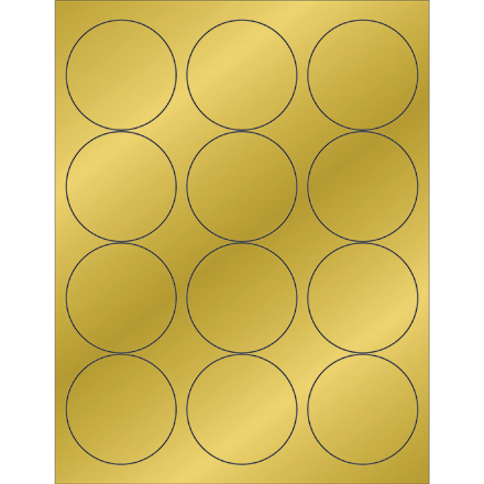 2 <span class='fraction'>1/2</span>" Gold Foil Circle Laser Labels